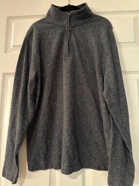 Van Heusen Flex Gray Quarter-Zip Pullover Sweater L/G Cotton Blend